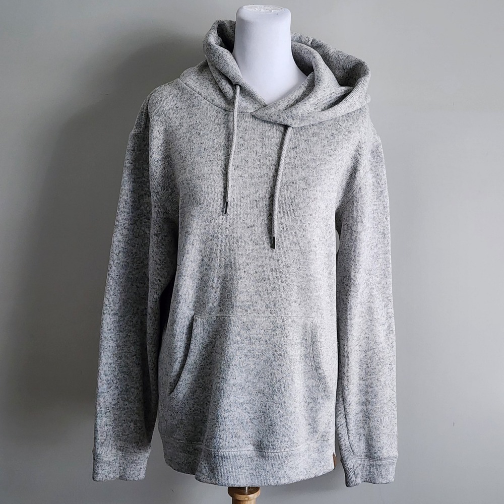 Quiksilver Keller Hoodie Womens Medium Grey Marl Knit Pullover Sweatshirt Sporty